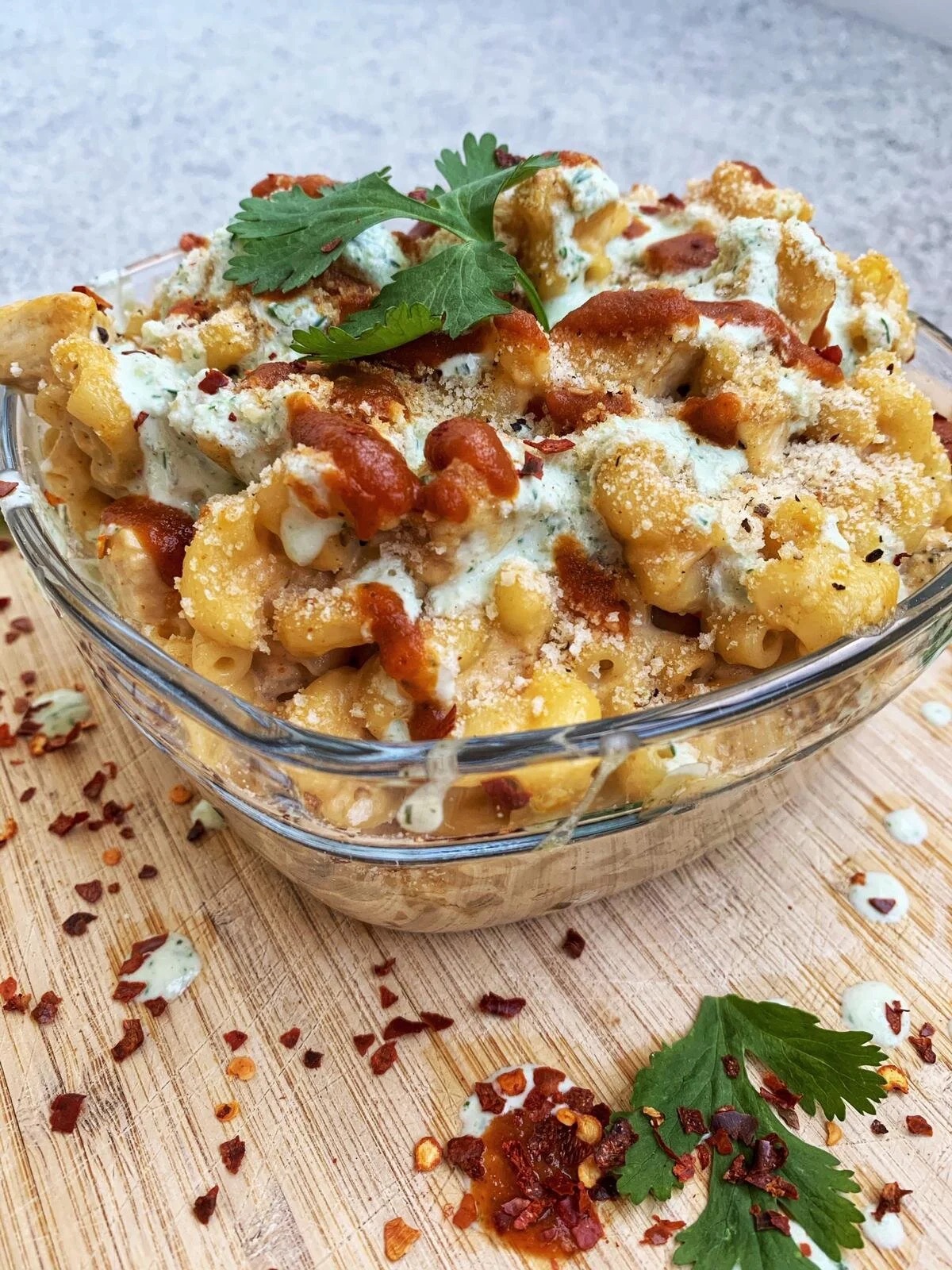 Buffalo chicken mac and cheese
