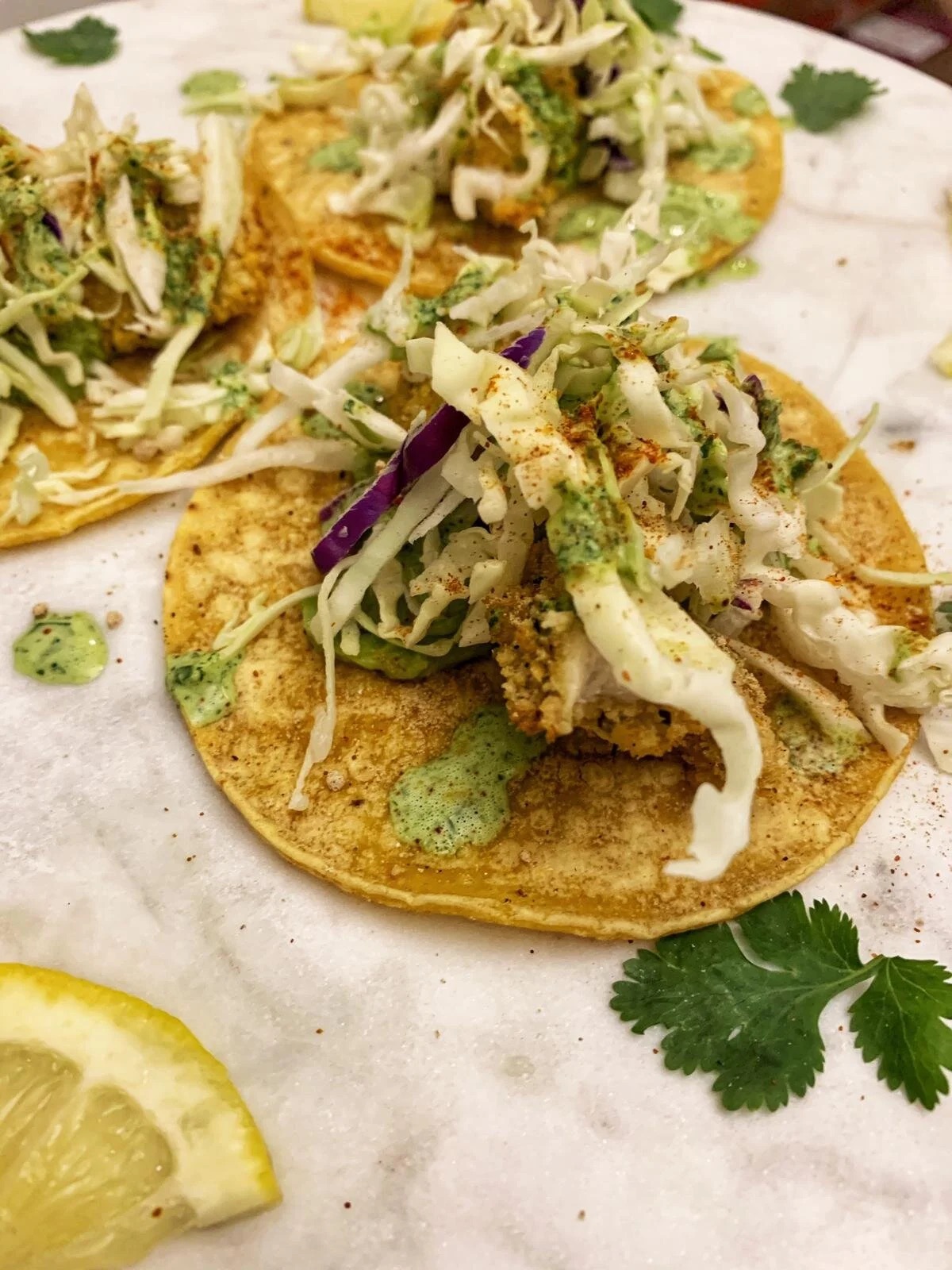 Crispy chicken chutney tacos